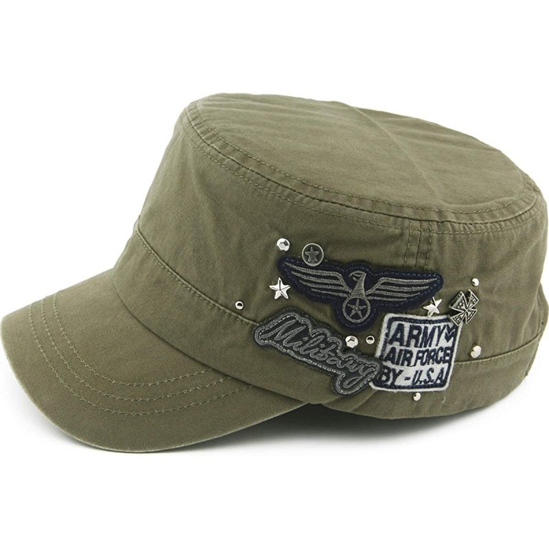 Baseball Caps Men Women USA American Eagle Cadet Army Cap Bling Star Studs Military Hat US Flat Top Baseball Sun Cap - Green ...