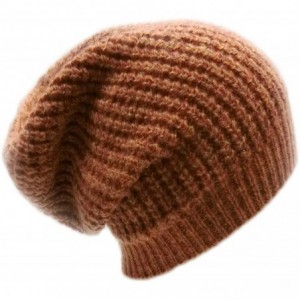 Skullies & Beanies Warm and Super Soft Premium Wool Slouchy Beanie Hat For Men and Women - Orange Brown - CU189OS0MNY $36.88