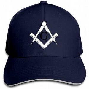 Baseball Caps Sandwich Baseball Cap Unisex Trucker Style Hats Freemason Pattern & Compass - Navy - C318CIE0T9Z $24.62