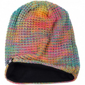 Skullies & Beanies Women's Knit Slouchy Beanie Baggy Skull Cap Turban Winter Summer Beret Hat - Green/Yellow/Pink - CQ18UCR0Z...