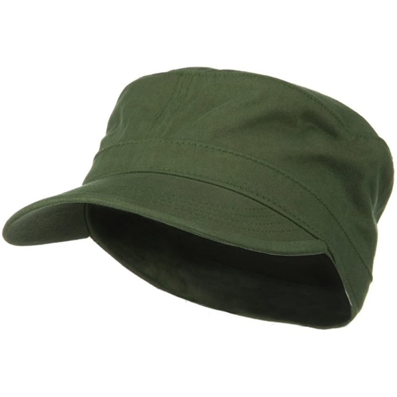 Baseball Caps Big Size Cotton Fitted Military Cap - Olive - CQ18G04XOR8 $36.44