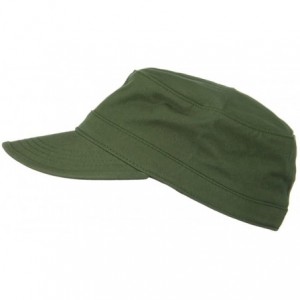 Baseball Caps Big Size Cotton Fitted Military Cap - Olive - CQ18G04XOR8 $36.44