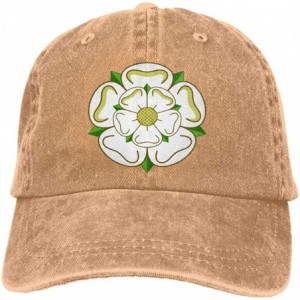 Skullies & Beanies Yorkshire Rose County Flag Unisex Custom Cowboy Hat Sun Hat Adjustable Baseball Cap - Natural - C718SRQI3T...