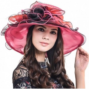 Sun Hats Womens Kentucky Derby Church Dress Wedding Floral Tea Party Hat S056 - Rose/Black - CL12OCM98EK $52.28