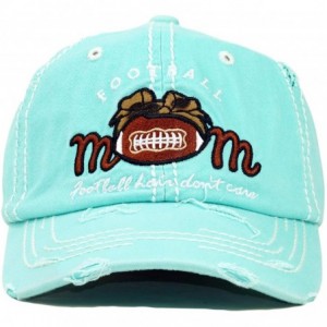 Baseball Caps Vintage Ball Caps for Women Mama Bear Dog Mom Washed Cap - Football Mom- Mint - CM18ZYG23MQ $36.25