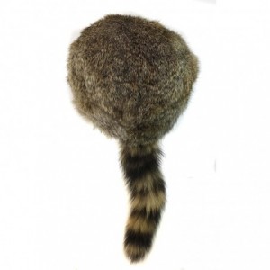 Skullies & Beanies Coonskin Davy Crockett Hat - Rabbit Fur Crown - Raccoon Tail Hat Brwon - CM18G2MCGDM $101.08