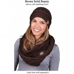 Skullies & Beanies Solid Ribbed Beanie Slouchy Soft Stretch Cable Knit Warm Skull Cap - Brown - CW185QZZ4XG $8.20