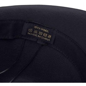 Fedoras Womens Felt Fedora 100% Wool Panama Hat with Wide Brim Leather Belt Buckle Black - CM18W2GU4LN $20.78