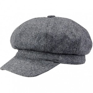 Berets Women Girls Fashion Classic Knitted Warm Peaked Beret Hat Flat Caps Black - Gray - CG12658OWO7 $20.10