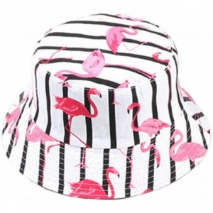 Bucket Hats Flamingo Bucket-Hat Sun Protection Fishing-Reversible Summer Outdoor - Strip White - C318T6ZDED9 $26.77