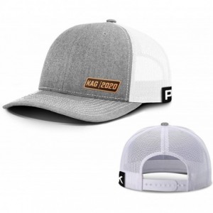 Baseball Caps KAG Leather Patch Back Mesh Hat - Heather Front / White Mesh - CO18XKIZM4N $58.36