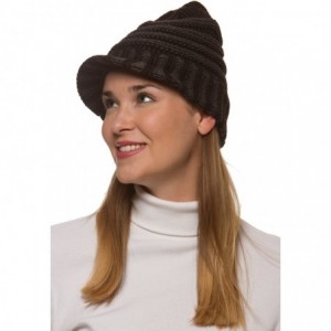 Skullies & Beanies Women's Winter Cable Knit Hat with Visor H512 - Black - CA1266KINAR $18.07