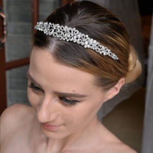 Headbands Wedding Hair Accessory Clear Crystal Vintage Inspired Floral Leaf Teardrop Hair Headband Silver-Tone - C318NKX6TN6 ...