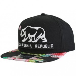 Baseball Caps California Republic Bear Flag Flat Bill Snapback Hat - Tropical Floral Pattern - CZ126OL3XCR $41.24