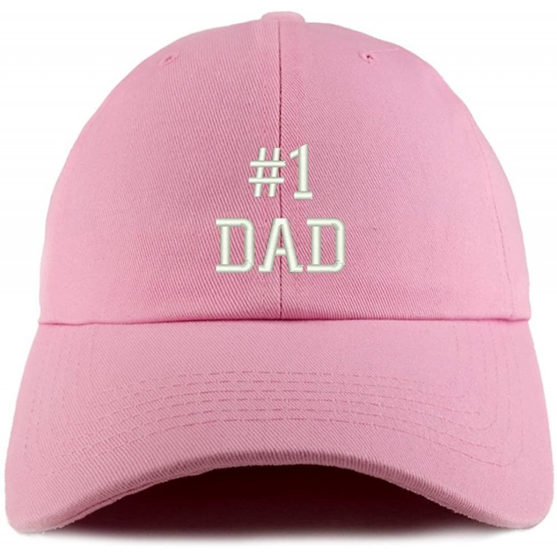 Baseball Caps Number 1 Dad Embroidered Low Profile Soft Cotton Dad Hat Cap - Pink - CL18D5793KS $37.47