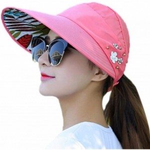 Sun Hats Women Fashion Print Breathable Fastening Tape Sunscreen Sun Cap Sun Hat Sun Hats - Light Red - C418TZN0MTI $21.05