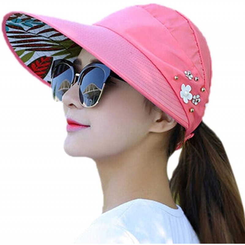 Sun Hats Women Fashion Print Breathable Fastening Tape Sunscreen Sun Cap Sun Hat Sun Hats - Light Red - C418TZN0MTI $20.12