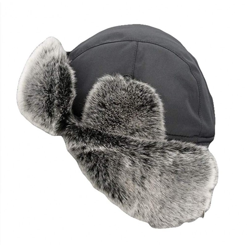 Unisex Winter Trapper Bomber Hat with Ear Flaps Russian Ushanka - Black ...