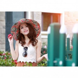 Sun Hats Sun Hat for Women Girls Large Wide Brim Straw Hats UV Protection Beach Packable Straw Caps - Flower C-beige - CO18RH...