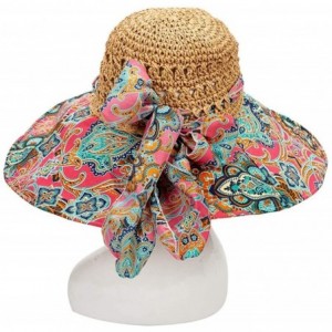 Sun Hats Sun Hat for Women Girls Large Wide Brim Straw Hats UV Protection Beach Packable Straw Caps - Flower C-beige - CO18RH...