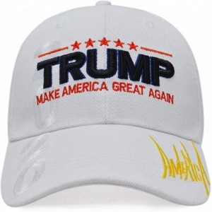 Skullies & Beanies Trump 2020 Keep America Great 3D Embroidery American Flag Baseball Cap - 013 White - CG18NAY684C $23.24