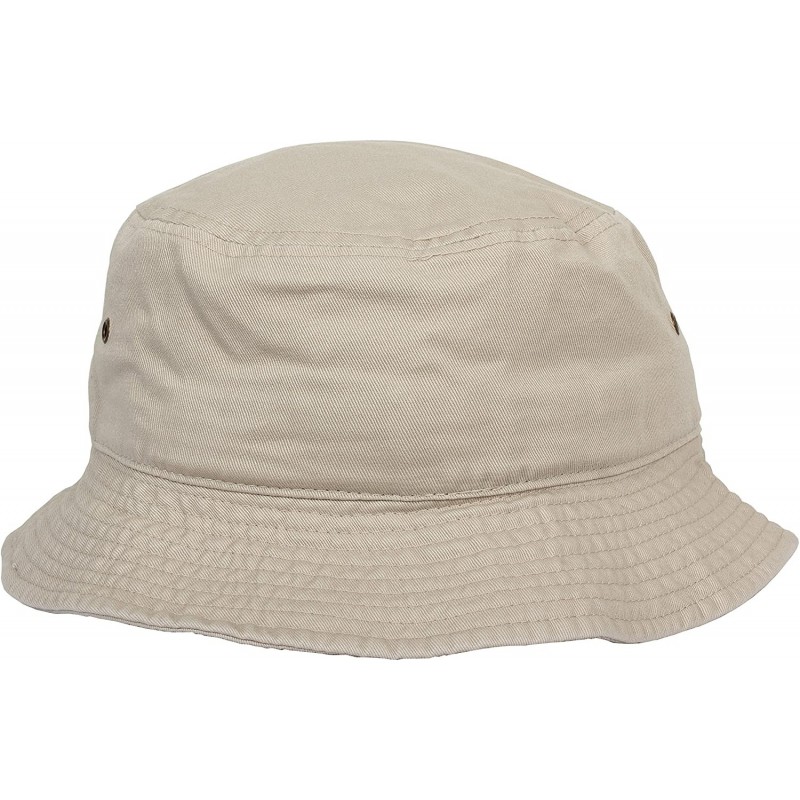 Bucket Hats Plain Solid Color Safari Sun Bucket Fishermen Fisherman Washed Cotton Hat - Putty - CG121JV8DSV $22.92