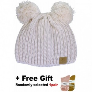 Skullies & Beanies Women/Men's Winter Fur Ball Pompom Beanie Cozy Knit Hat - Pompom7 Beige - CM188HK4KG0 $29.90