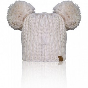 Skullies & Beanies Women/Men's Winter Fur Ball Pompom Beanie Cozy Knit Hat - Pompom7 Beige - CM188HK4KG0 $12.31