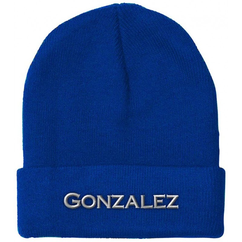 Skullies & Beanies Custom Beanie for Men & Women Gonzalez Last Name Spanish Embroidery Acrylic - Royal Blue - C218ZWOSR78 $29.92