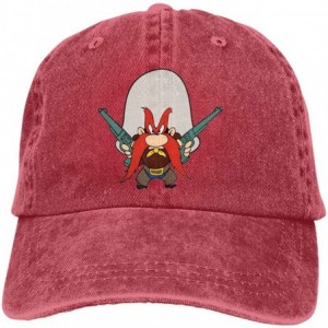Baseball Caps Mens&Womens Denim Trucker Hat Design with Looney Tunes Yosemite Sam Washed Lightweight Caps Unisex - Red - C219...