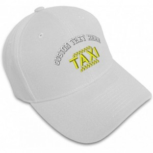 Baseball Caps Custom Baseball Cap Taxi Embroidery Dad Hats for Men & Women Strap Closure - White - CS18SDHXYRA $25.78
