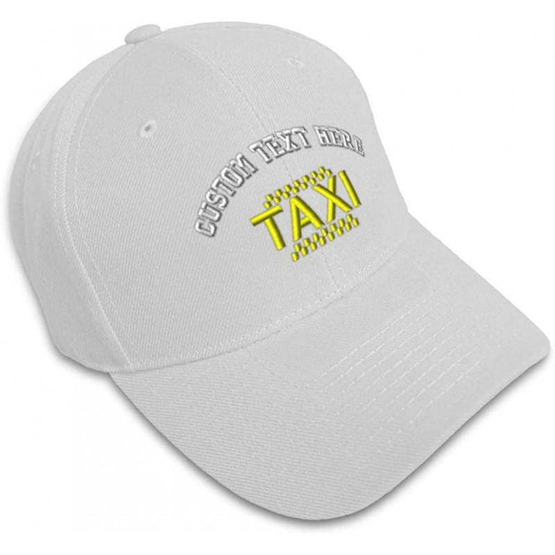 Baseball Caps Custom Baseball Cap Taxi Embroidery Dad Hats for Men & Women Strap Closure - White - CS18SDHXYRA $27.04