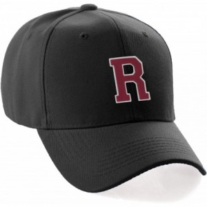 Baseball Caps Classic Baseball Hat Custom A to Z Initial Team Letter- Black Cap White Red - Letter R - CH18IDTTX2X $22.33