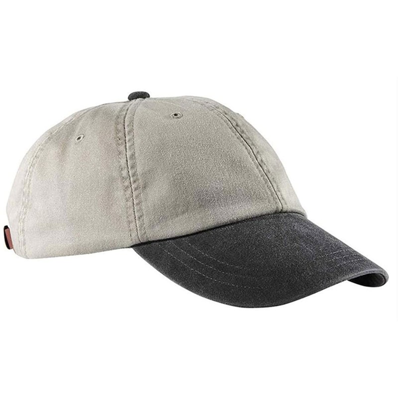 Baseball Caps Unisex 6-Panel Low-Profile Washed Pigment-Dyed Cap- Stone/Black- One Size - CG12I9OEAMX $9.77