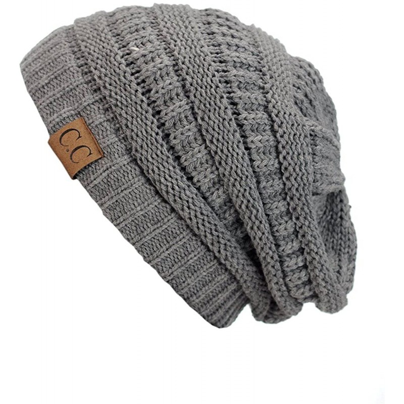 Skullies & Beanies Knit Soft Stretch Beanie Cap - Natural Grey - C212MHFW18V $19.88