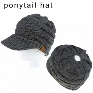 Skullies & Beanies Women Knitted Cap Winter Warm Ponytail Beanie Hats & Caps - Dark Grey - C1192KMU4C7 $32.08