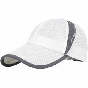 Baseball Caps Unisex Mesh Tennis Cap Outdoor Anti-UV Quick Dry Adjustable Running Baseball Hat - White - C318RW3MZ25 $14.38