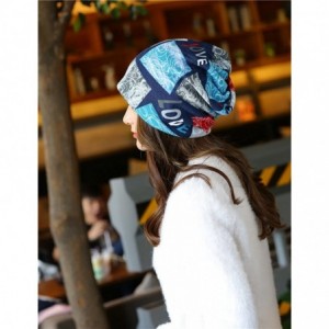 Skullies & Beanies Women Slouchy Long Beanie Knit Caps Scarf Hip-hop Ski Skull Knit Hat - Blue - C1185RMS39W $19.64