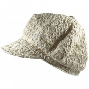 Newsboy Caps Ladies Crochet Newsboy Hats - Beige - CP183ZS5SSK $27.42