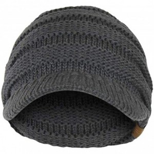 Skullies & Beanies Women's Warm Chunky Cable Knit Messy Bun Hat Ponytail Visor Beanie Cap - Confetti Dark Grey - CH18N994ZTQ ...