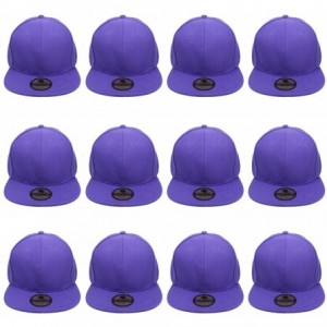 Baseball Caps Plain Blank Flat Brim Adjustable Snapback Baseball Caps Wholesale LOT 12 Pack - Purple - CU189SWQA73 $26.86