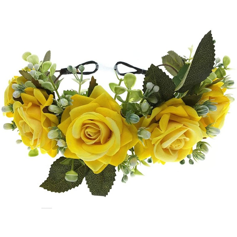 Headbands Maternity Woodland Photo Shoot Peony Flower Crown Hair Wreath Wedding Headband BC44 - A-rose Yellow - CU1948W88HI $...