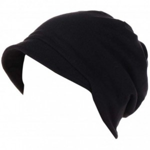 Skullies & Beanies Women Trendy Cotton Warm Windproof Chemotherapy Cap Muslim Hat Head Wrap Cap - Black - CF18I8OU5SN $20.46