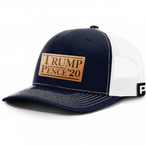 Baseball Caps Trump 2020 Hat - Trump Pence '20 Leather Patch Back Mesh Trump Hat - Navy Front / White Mesh - CH18UMO7E9A $33.98