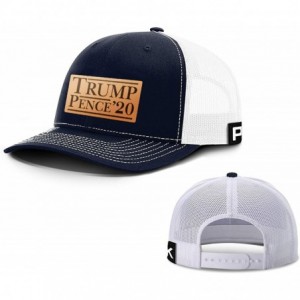 Baseball Caps Trump 2020 Hat - Trump Pence '20 Leather Patch Back Mesh Trump Hat - Navy Front / White Mesh - CH18UMO7E9A $63.22