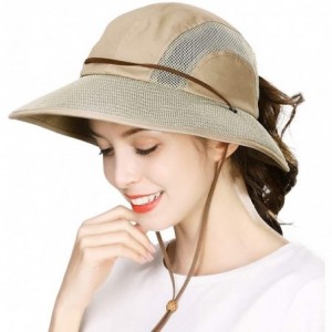 Sun Hats Womens Packable Ponytail SPF 50 Sun Hat Summer Gardening Hiking Fishing 55-61cm - Khaki_00707 - CP18S94ZTEU $42.44