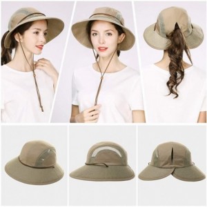 Sun Hats Womens Packable Ponytail SPF 50 Sun Hat Summer Gardening Hiking Fishing 55-61cm - Khaki_00707 - CP18S94ZTEU $47.53