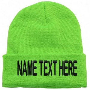 Skullies & Beanies Custom Embroidery Personalized Name Text Ski Toboggan Knit Cap Cuffed Beanie Hat - Lime Green - CT1892EM9T...