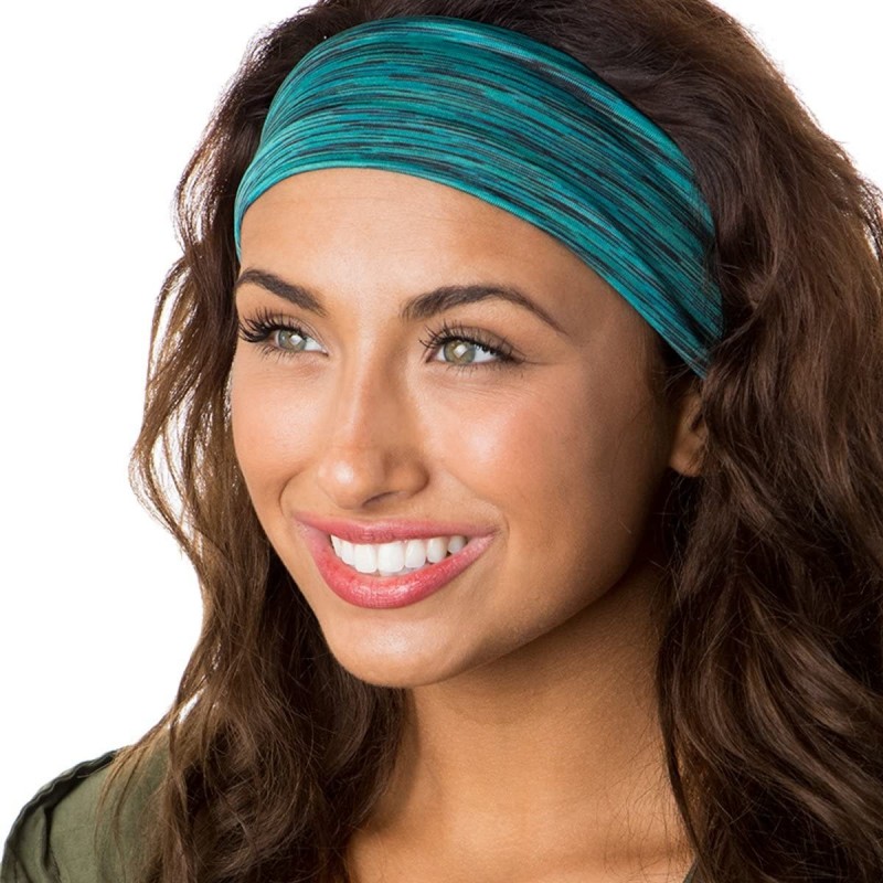 Headbands Xflex Space Dye Adjustable & Stretchy Wide Headbands for Women - Heavyweight Space Dye Jade - CC17XWNDEWR $26.02