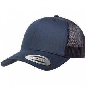 Baseball Caps Yupoong 6606 Curved Bill Trucker Mesh Snapback Hat with NoSweat Hat Liner - Navy - C118O92W7H9 $30.40